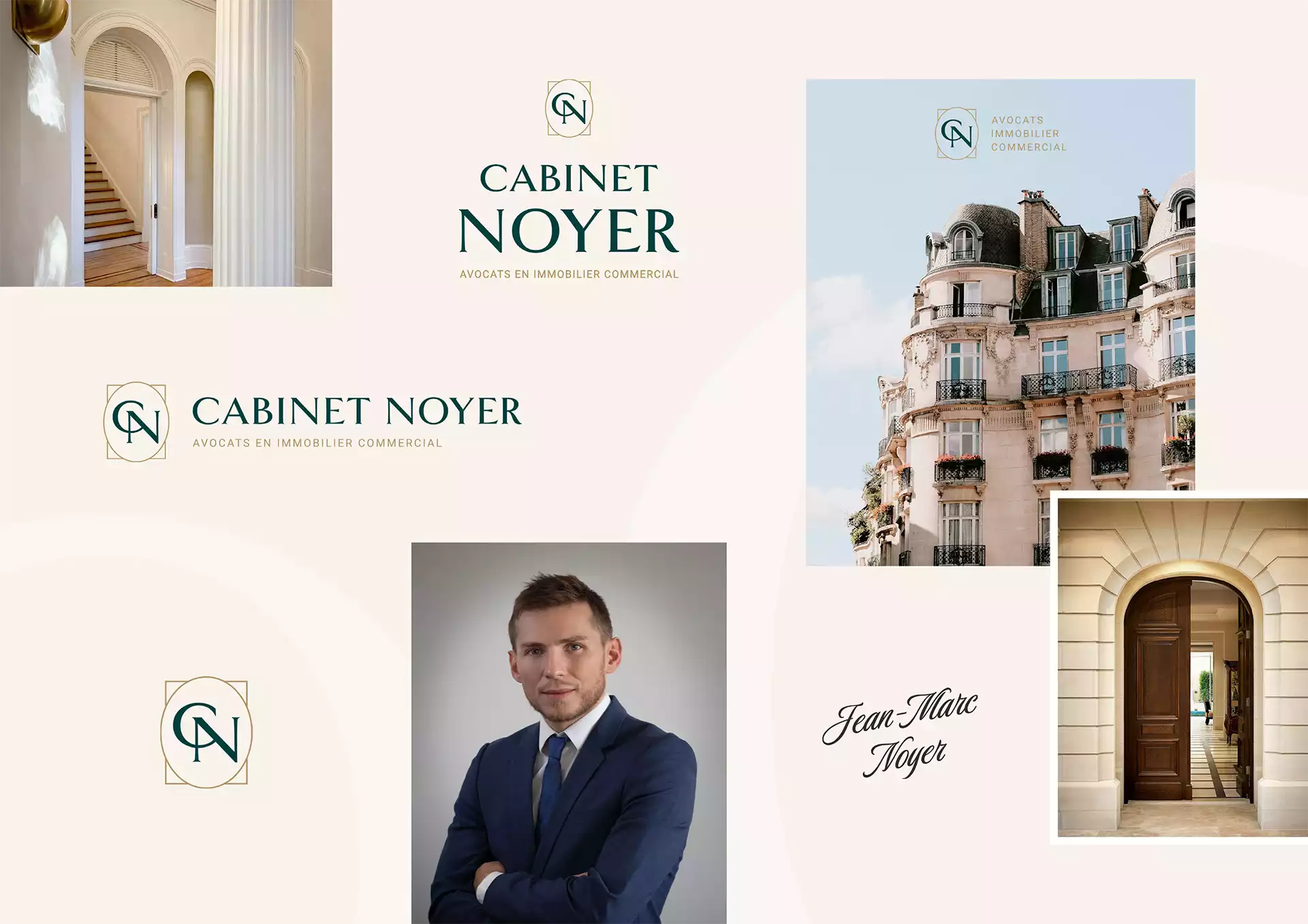 Identité visuelle globale créée pour le Cabinet Noyer, cabinet d’avocats à Paris